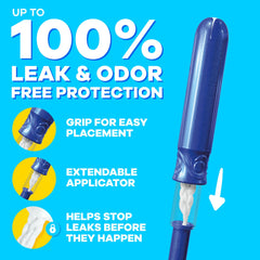 Tampax Compact Pearl extendable applicator in use for easy insertion.