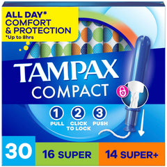 Tampax Compact Pearl pack for discreet on-the-go protection.
