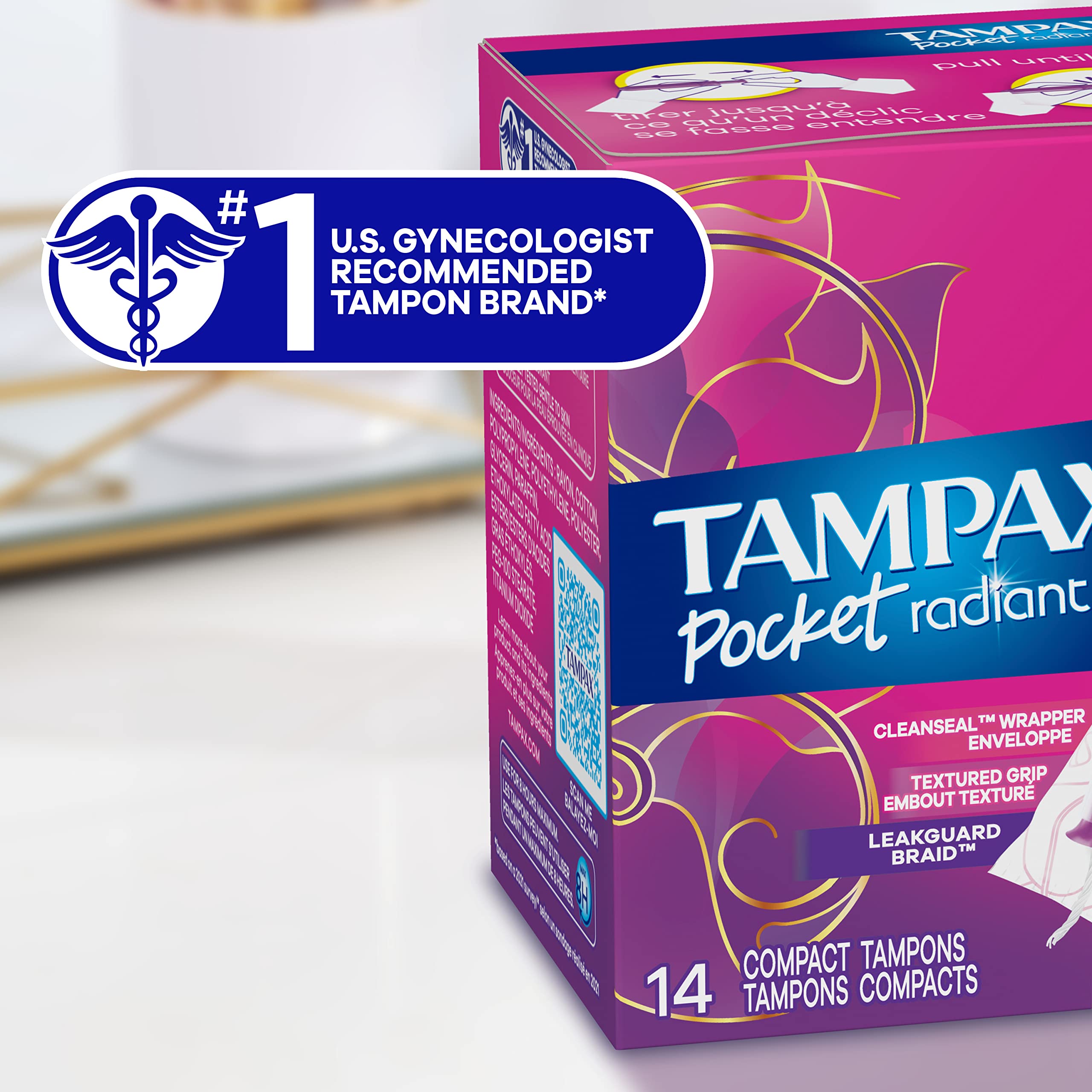 OEKO-TEX Standard 100 certified assurance label on Tampax products.