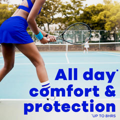 Tampax Pearl anti-slip grip applicator for easy insertion.