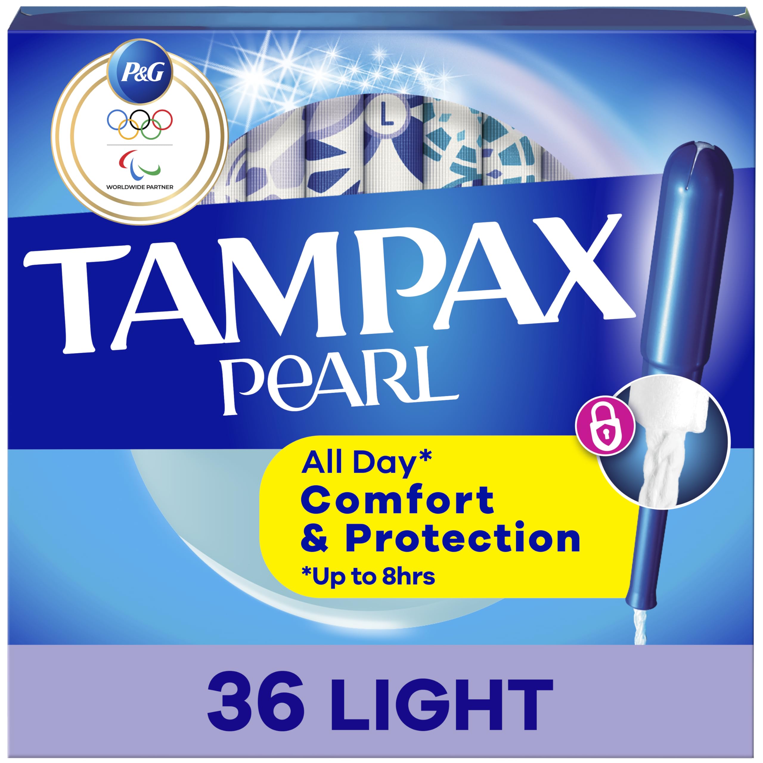 Tampax Pearl leakguard braid provides reliable leak protection.
