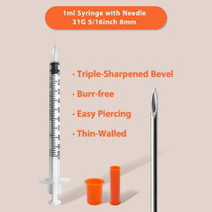 TAMUTO syringe with needle, clear markings for precise dosing.