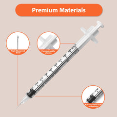TAMUTO syringe with needle, smooth plunger for controlled liquid handling.