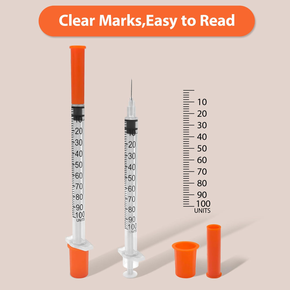 TAMUTO syringe with needle, wide flange for one-handed use.