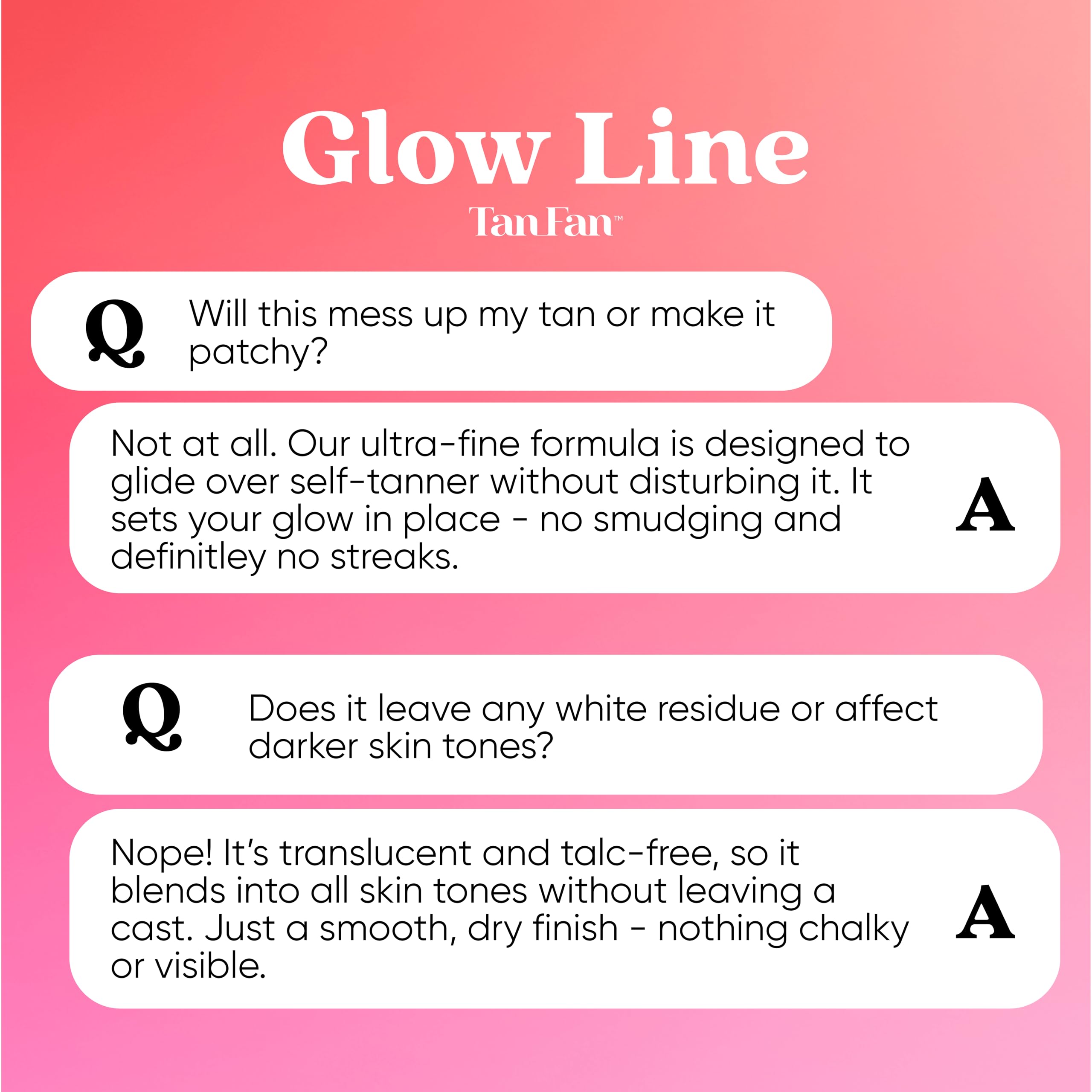 Tan Fan quick touch-up solution for on-the-go tan refresh.