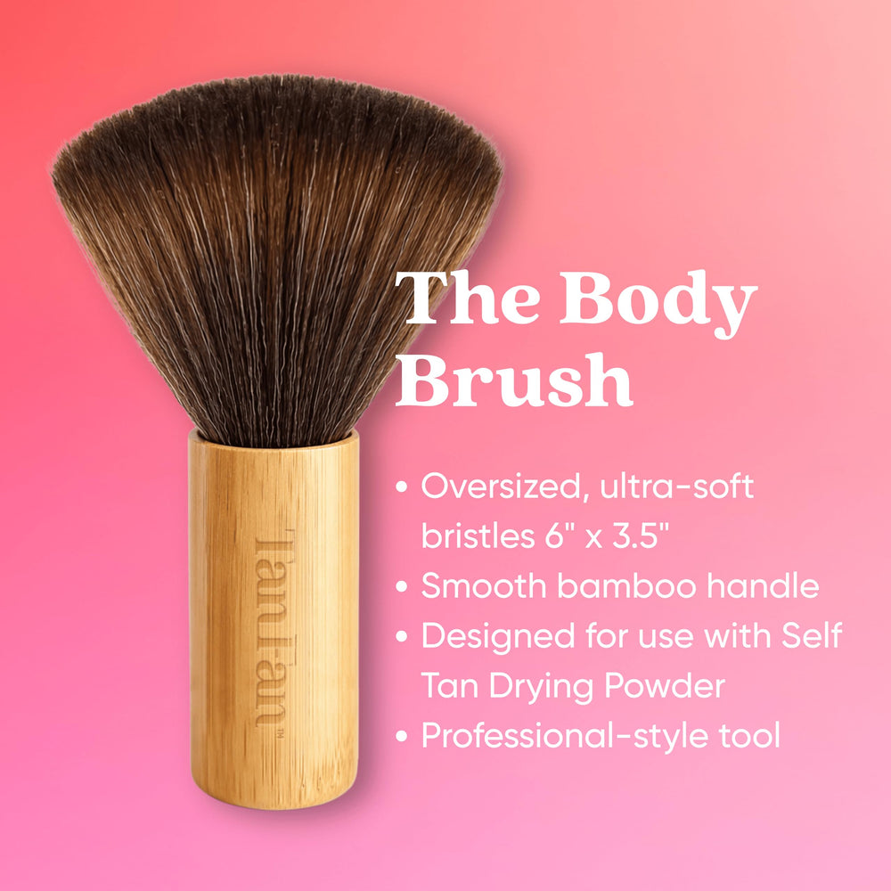 Tan Fan self tan finish set enhances glow and comfort.