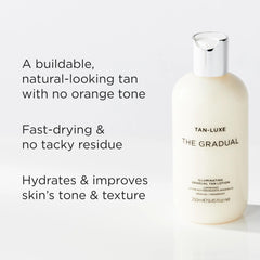 Tan-Luxe Gradual Illuminating Lotion close-up on elbows and feet for even color.