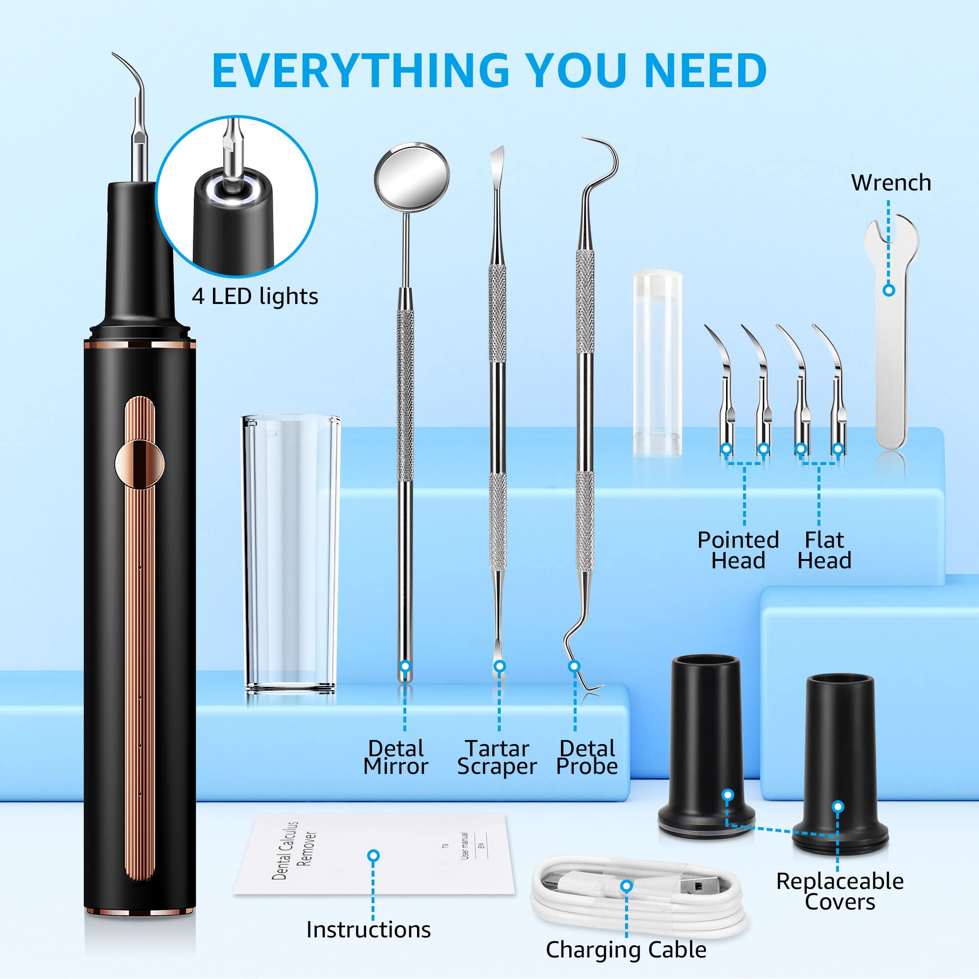 TANAVE built-in LED and oral mirror enhance visibility during cleaning.
