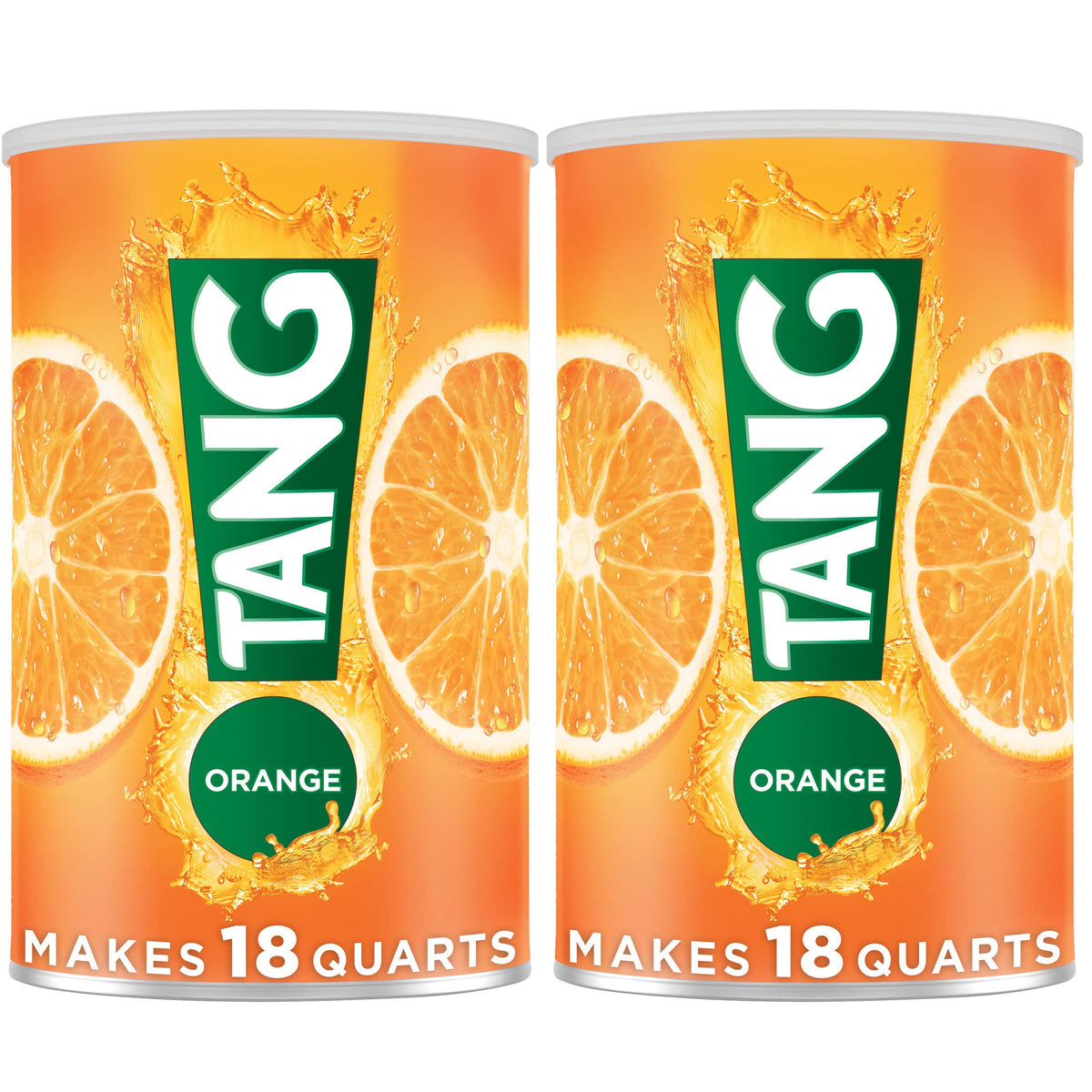 Tang Orange drink mix in two canisters for family-sized batches and easy refills.