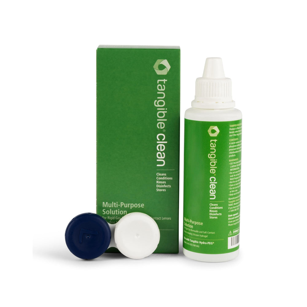 Tangible Clean bottle pours gentle lens cleaning for clearer eyes