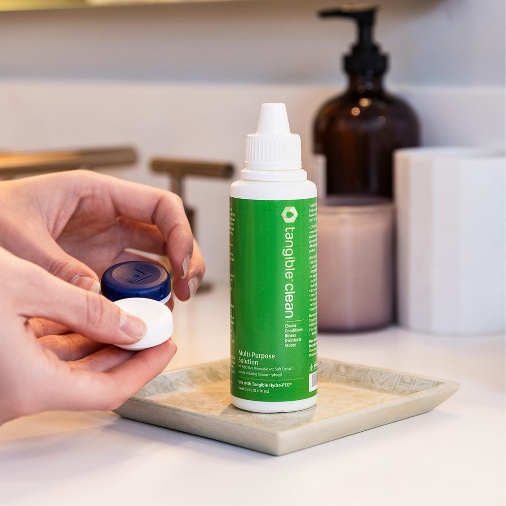 Tangible Clean travel-size packaging offers compact lens care on the move
