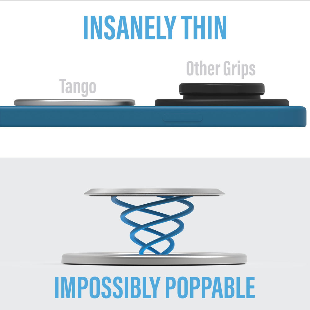 Tango one-hand deploy shows instant grip expansion for effortless single-handed handling.