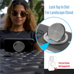 Tango stand mode demonstrates landscape kickstand for hands-free viewing on any surface.