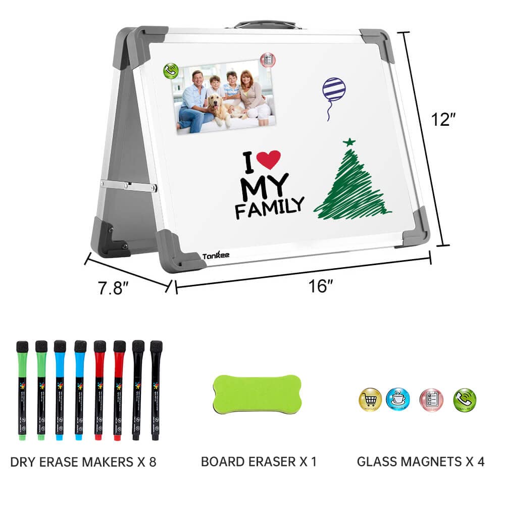 Tankee adjustable-angle whiteboard stands securely on desks for writing comfort