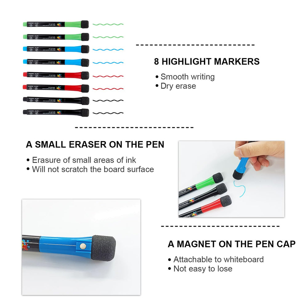 Tankee presentation board includes magnets, eraser, and markers for lessons
