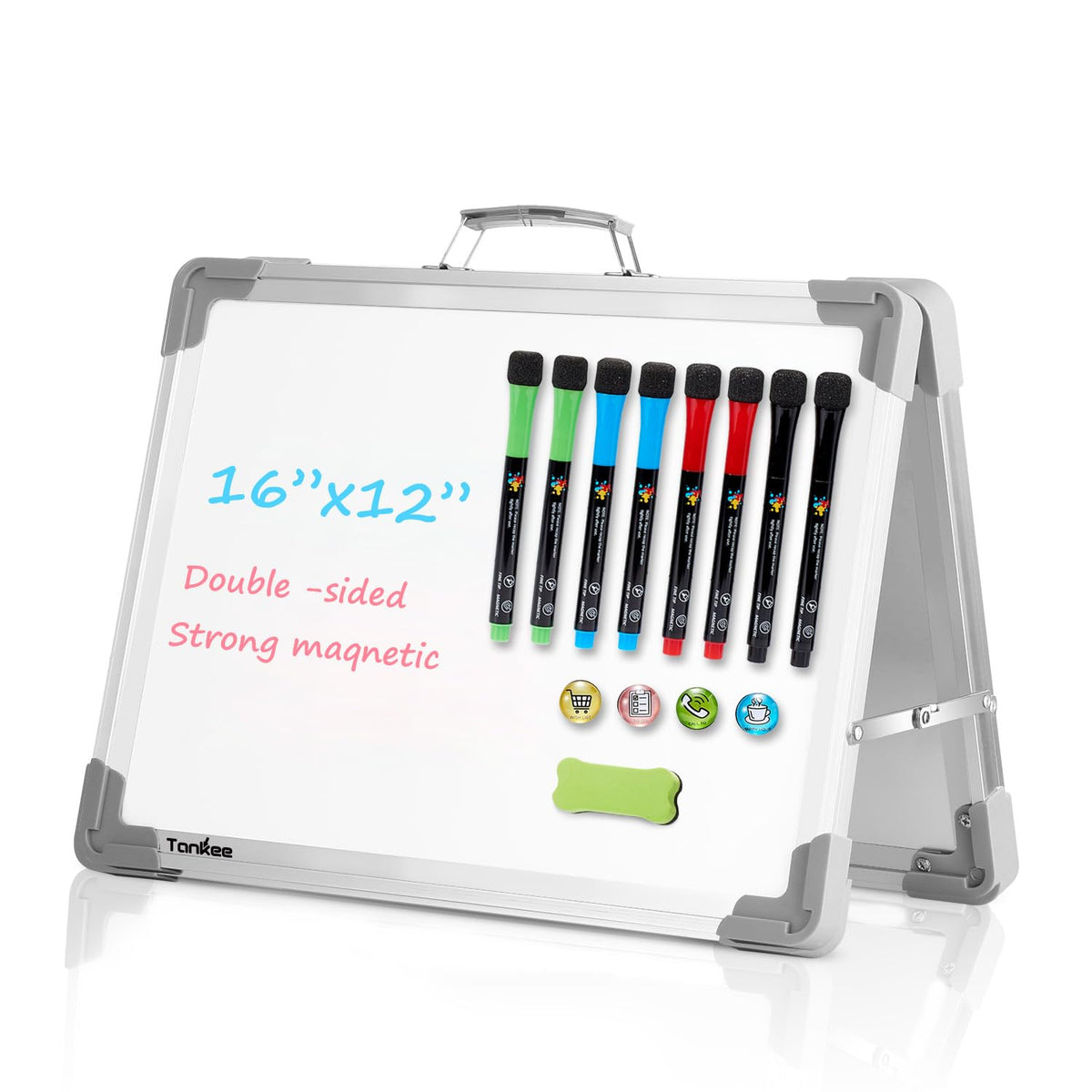 Tankee small dry erase whiteboard with double-sided easel for classroom notes
