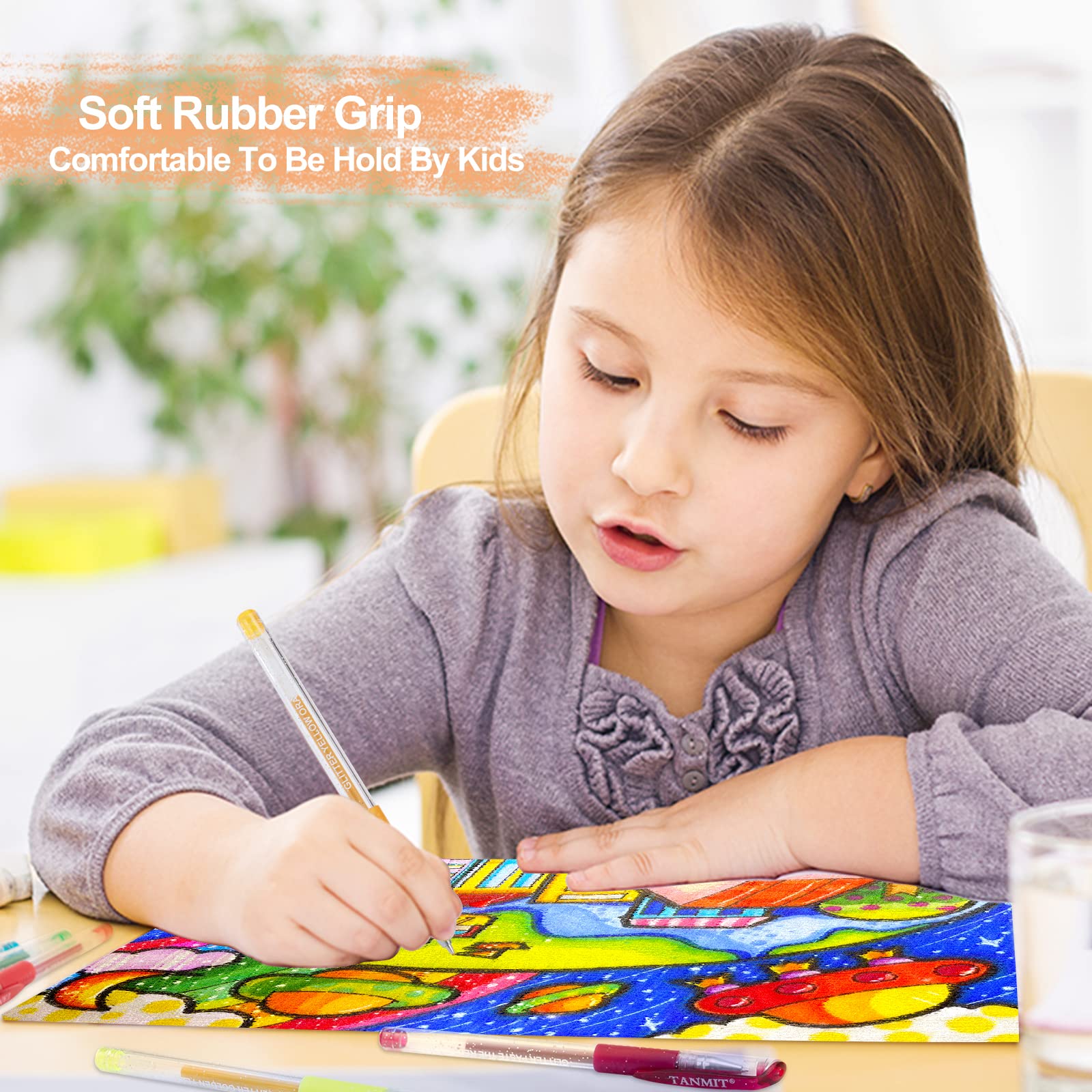 TANMIT gel pens for coloring books with quick-dry ink