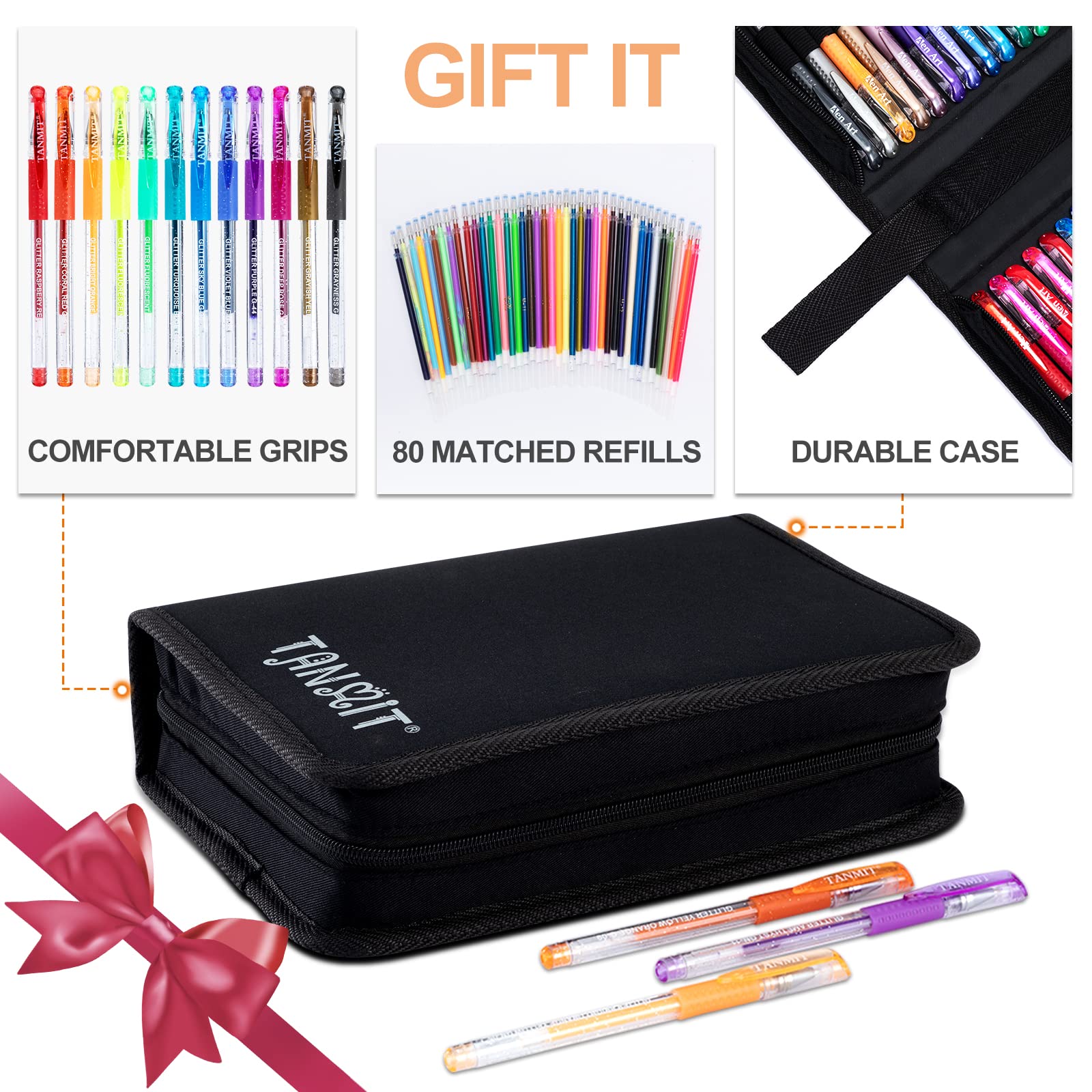 TANMIT non-toxic glitter pens safe for kids and adults