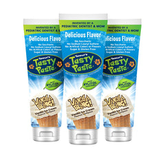 Tanner's Tasty Paste Vanilla Bling bottle pour, kid-friendly vanilla flavor and fluoride toothpaste.