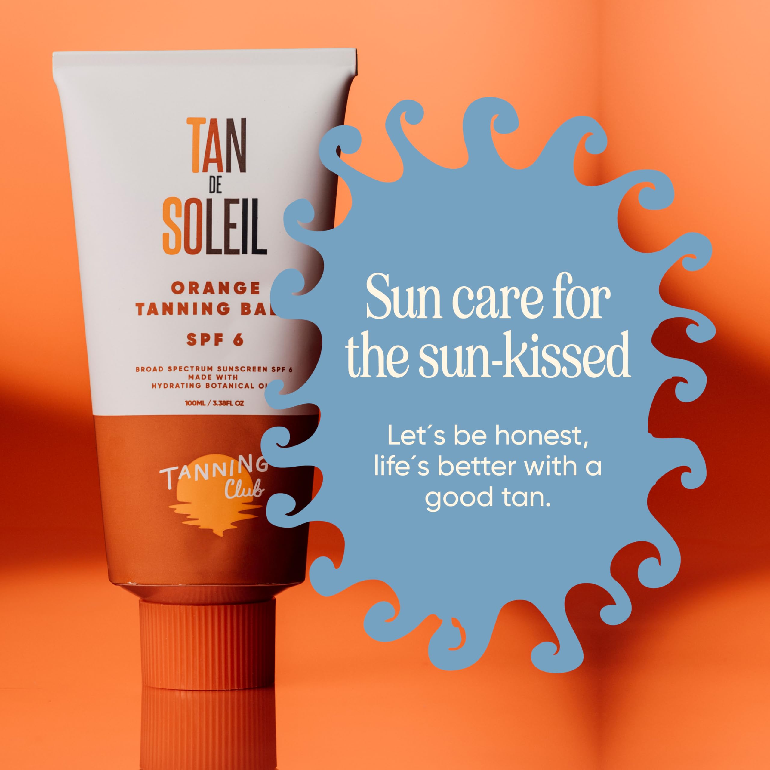 Cruelty-free icon and natural ingredients associated with Tan De Soleil packaging.
