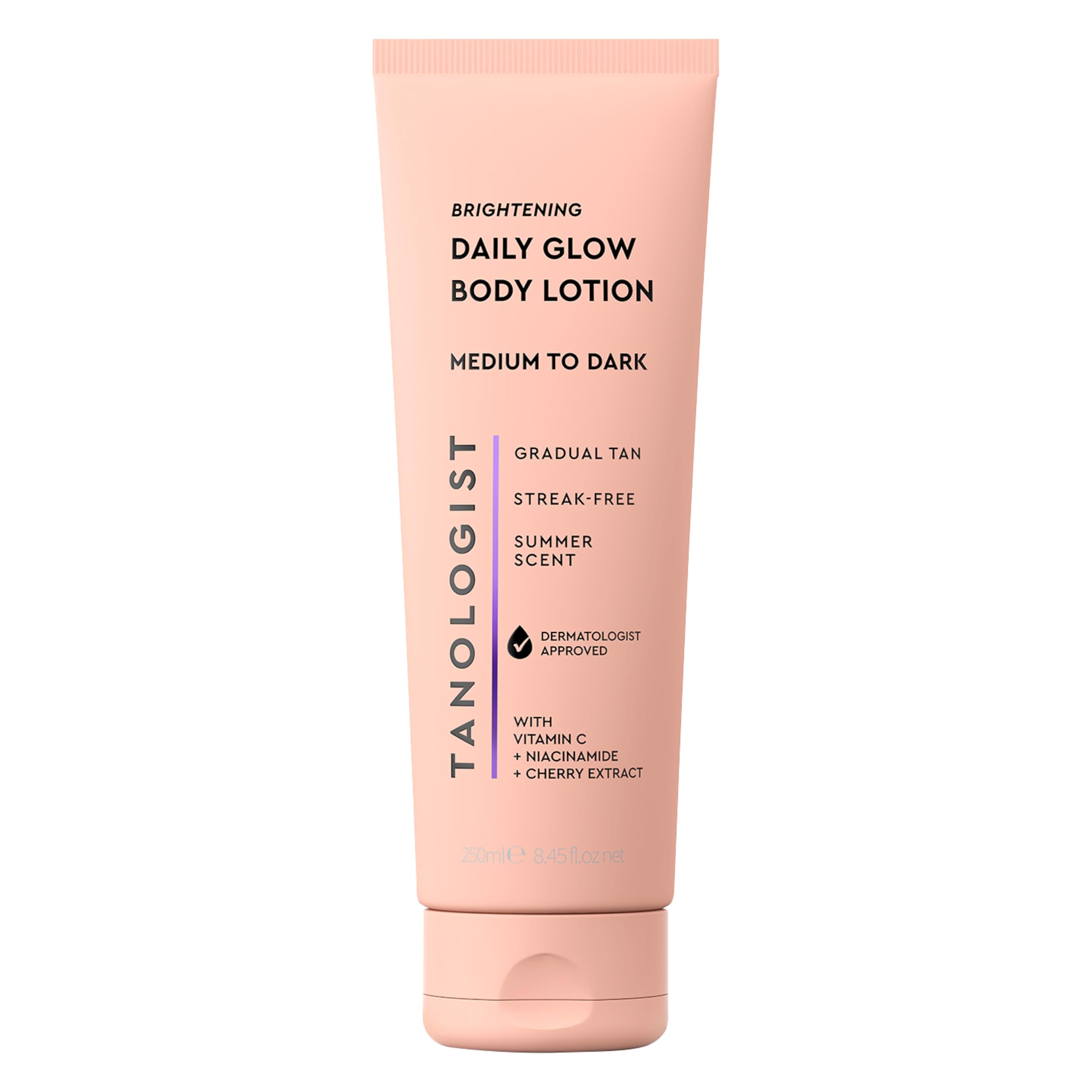 Tanologist Daily Glow Body Lotion tube showing gradual tan development for a natural look.
