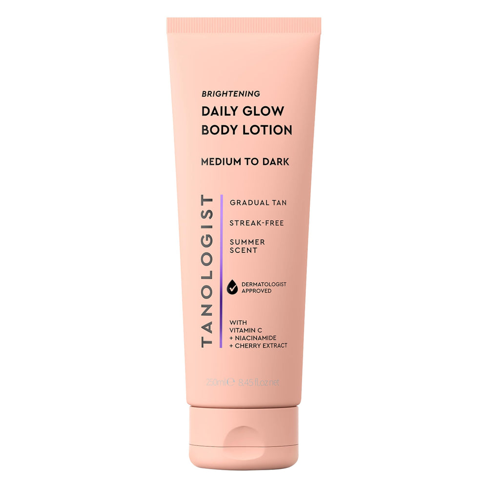 Tanologist Daily Glow Body Lotion tube showing gradual tan development for a natural look.