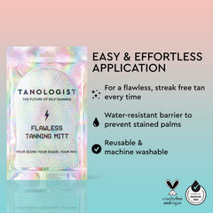 Tanologist Flawless Tanning Mitt applies mousse for a streak-free glow.