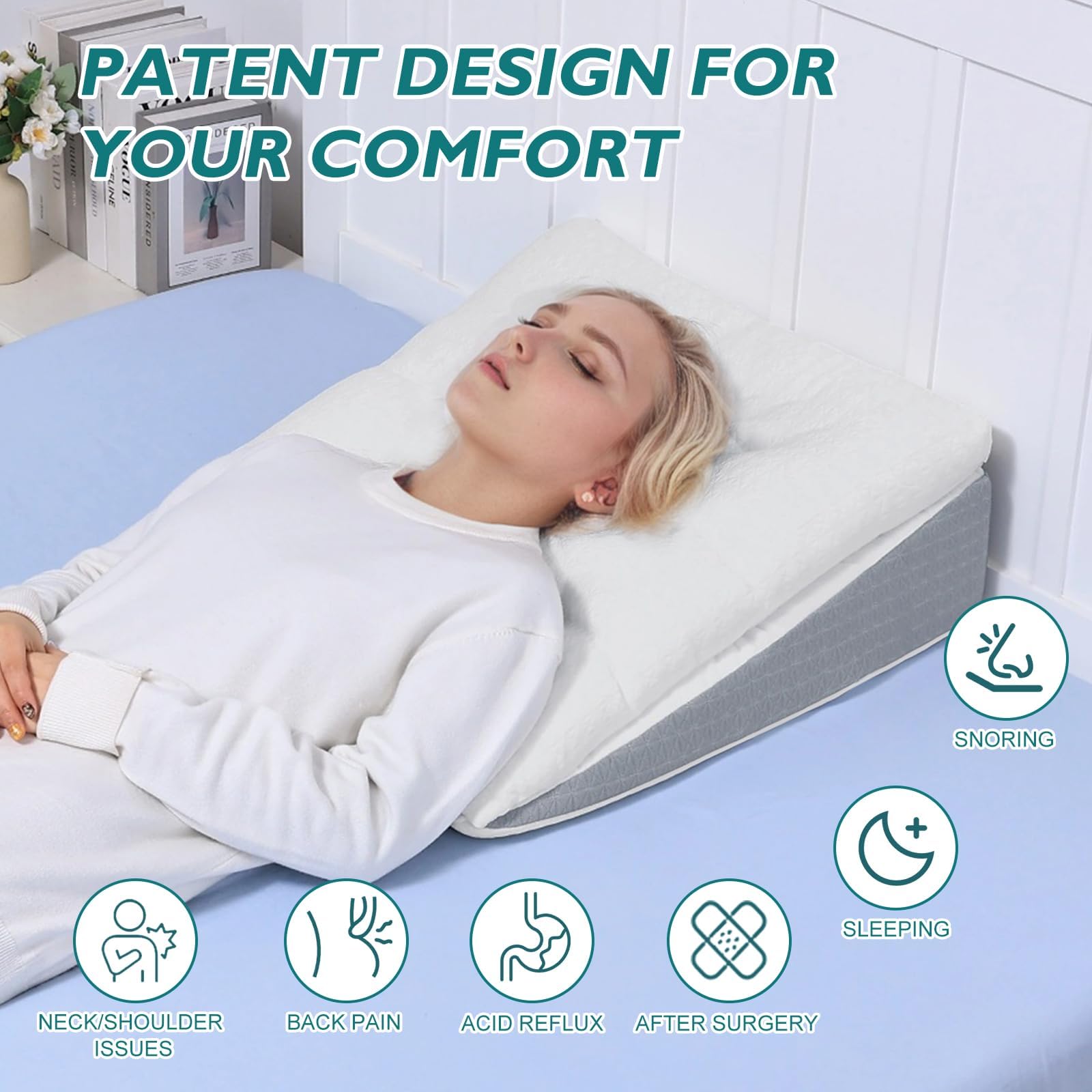 TANYOO wedge pillow supports acid reflux and breathing comfort