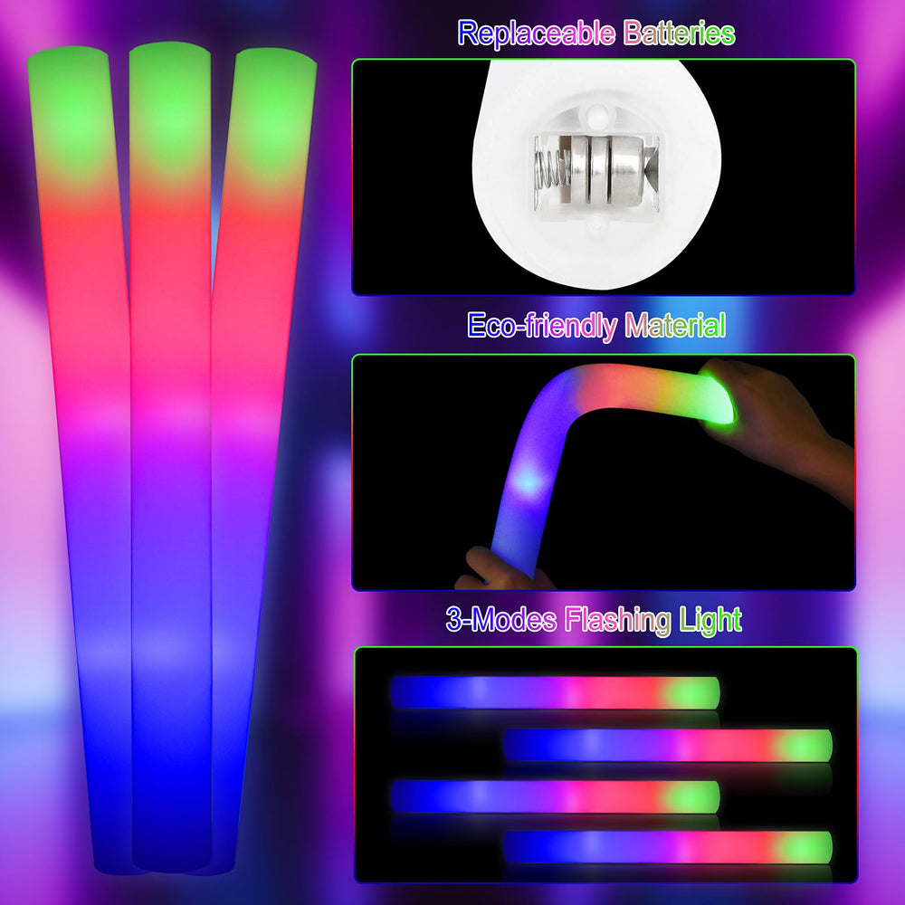 Taotuo Glow Sticks 3-modes switch enables quick mood changes.