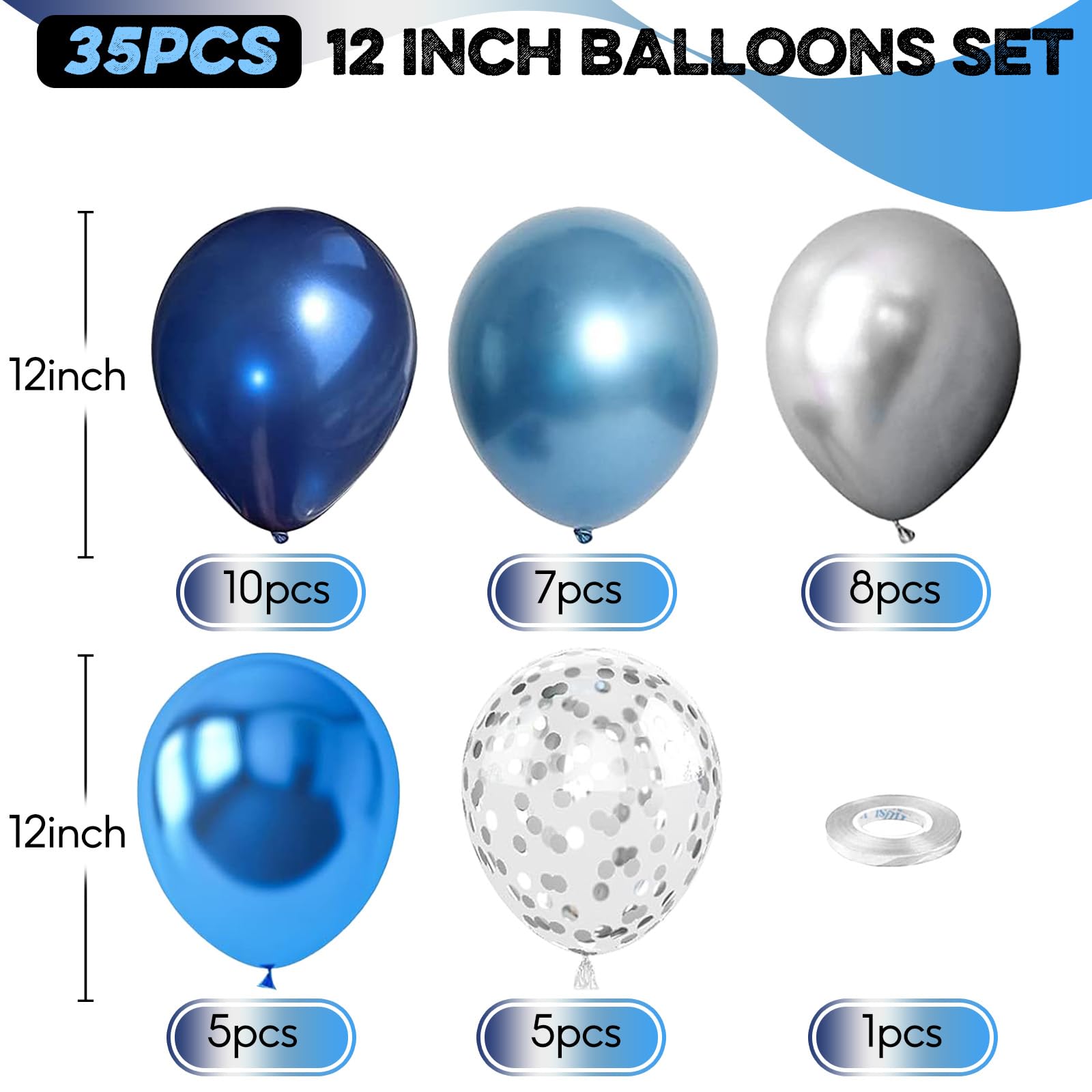 TAOYE pearl blue balloons highlight elegant accents for birthdays and baby showers.