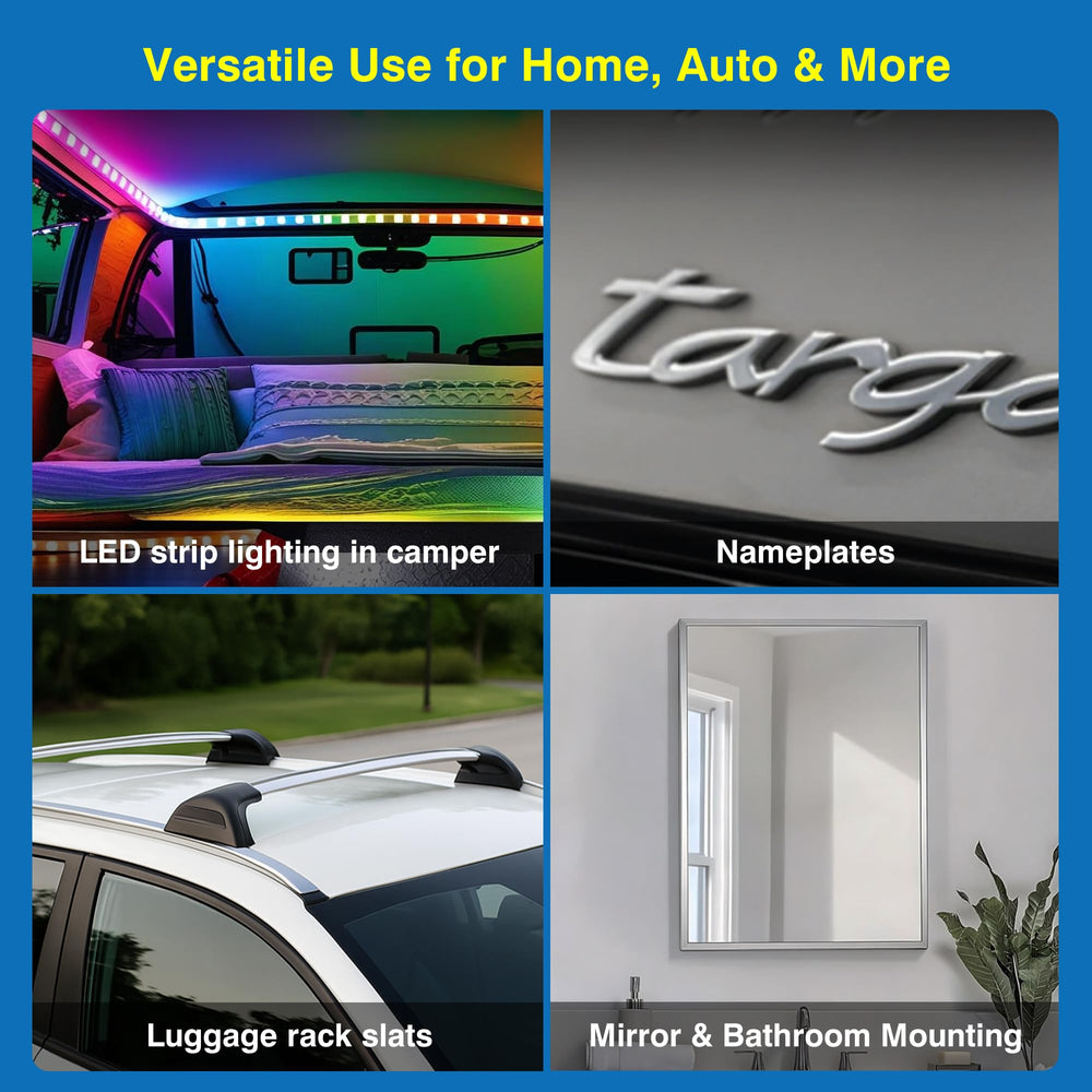 Tapsi automotive-grade foam tape delivers long-lasting hold on surfaces.