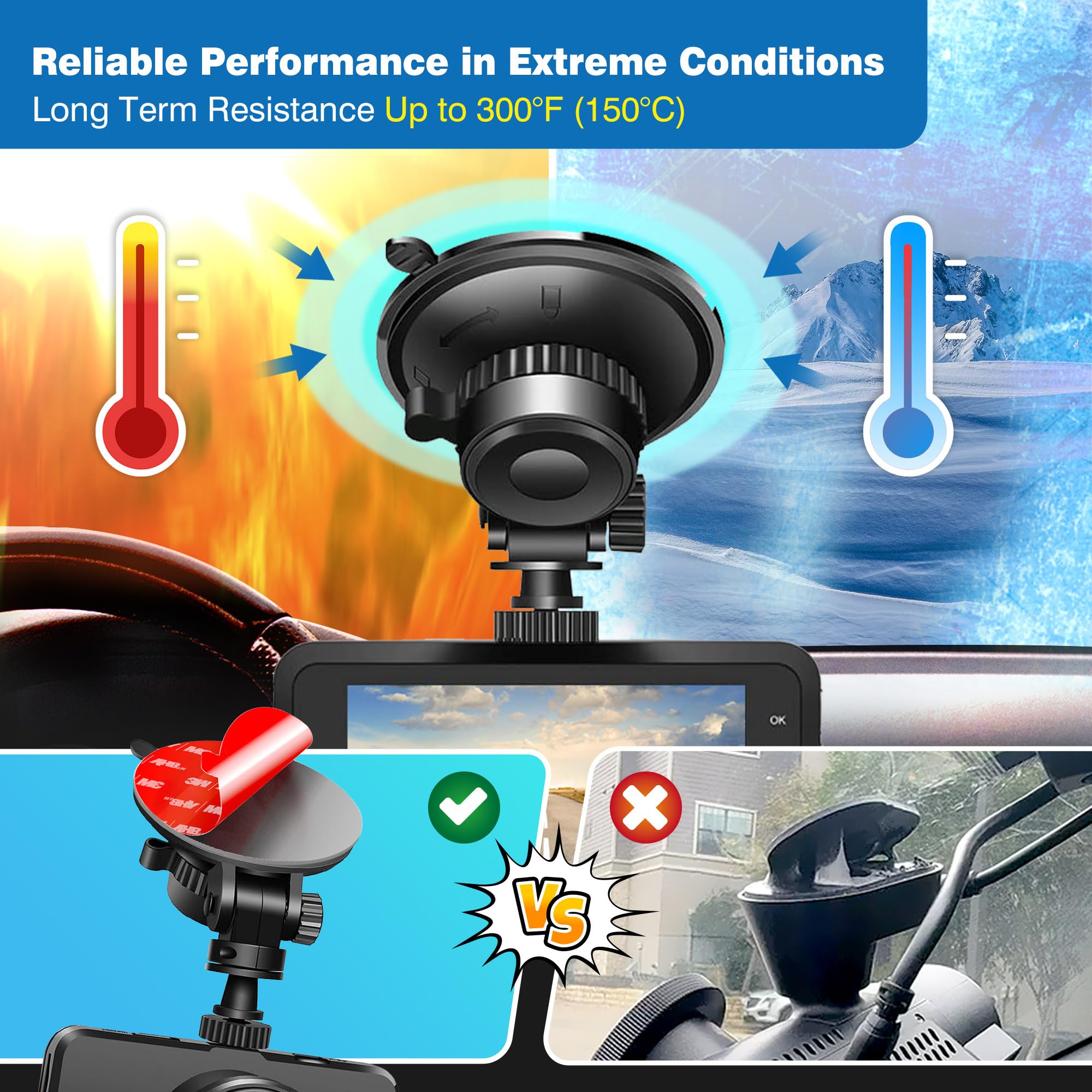 Tapsi dash cam tape replacement enables easy reattachment on dashboards.