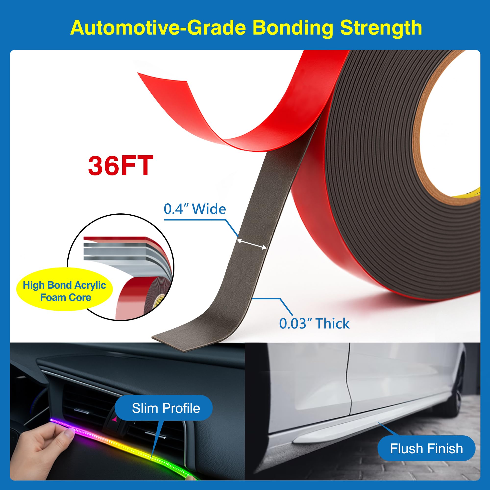 Tapsi foam-core shock-absorption cushions trims and LED strips against vibrations.