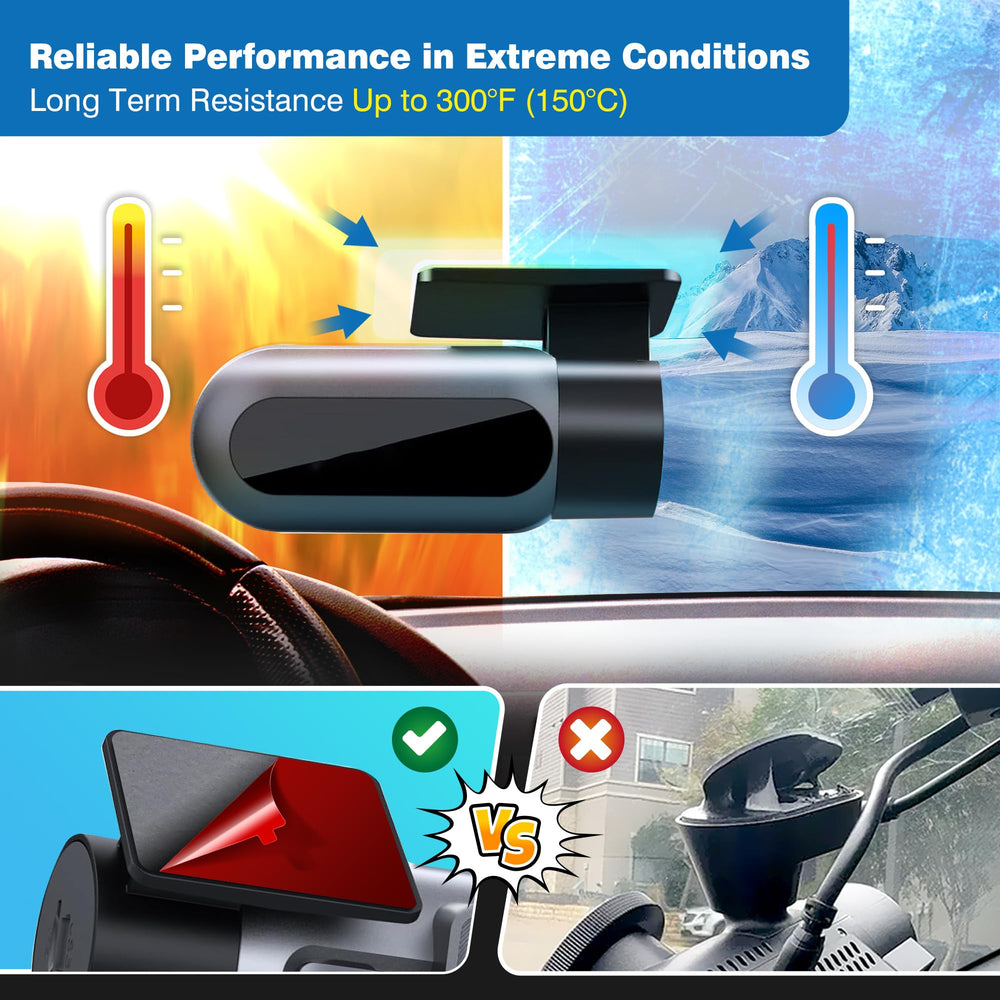 Tapsi heat-resistant mount tape close-up shows durable dash cam hold