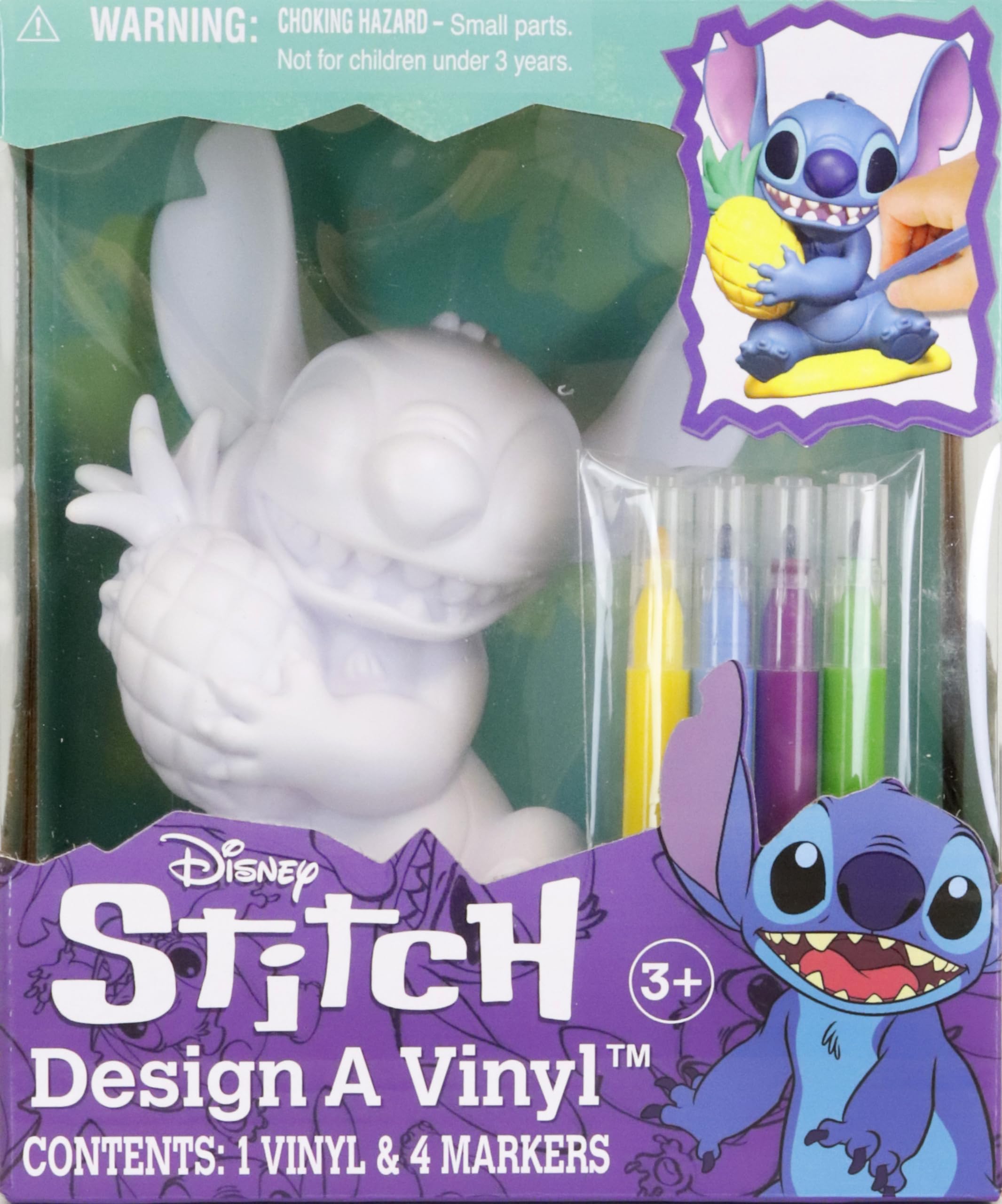 Tara Toys Disney Stitch Pineapple vinyl figure ready for creative coloring with washable markers.