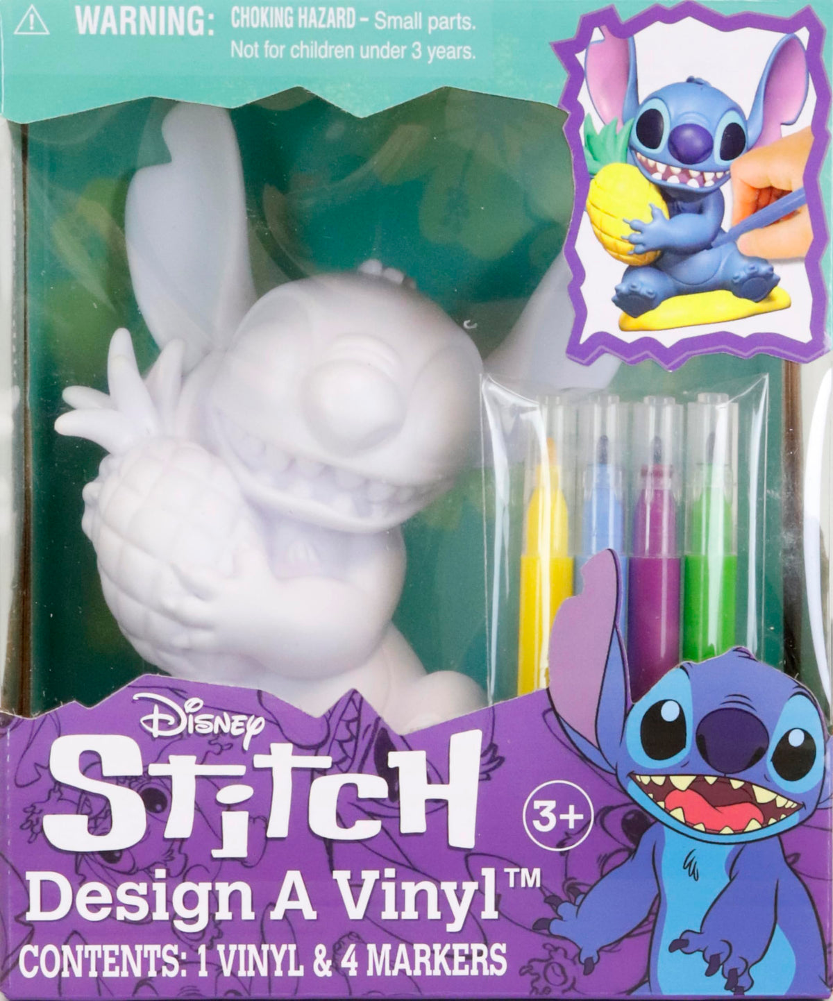 Tara Toys Disney Stitch Pineapple vinyl figure ready for creative coloring with washable markers.