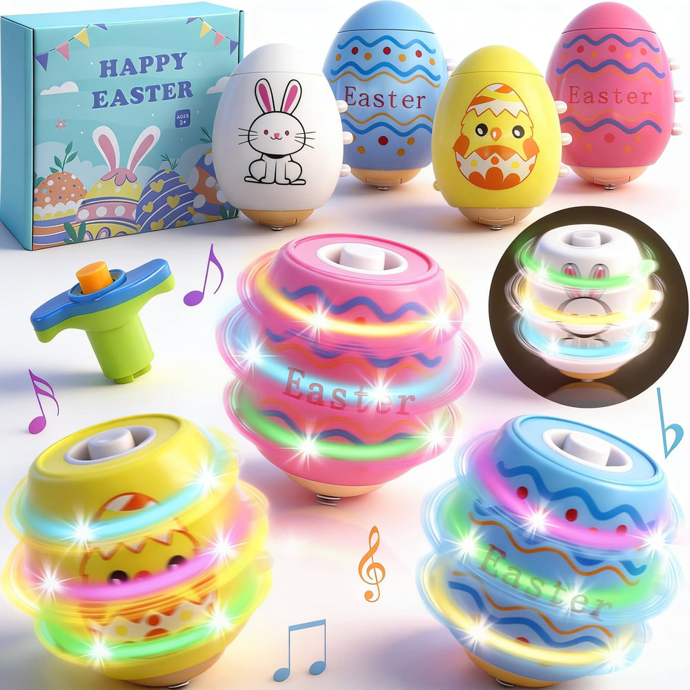 Taranovi light-up spinning top four-pack for Easter play and party fun