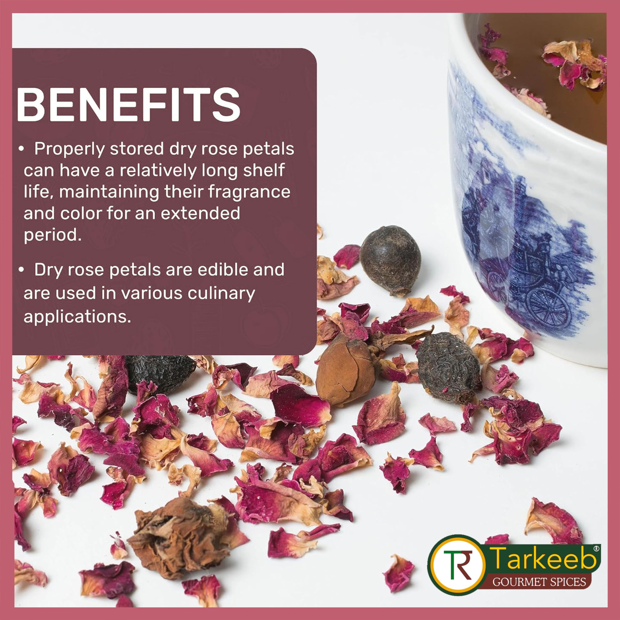 Tarkeeb rose petals in salads and cocktails for floral notes.