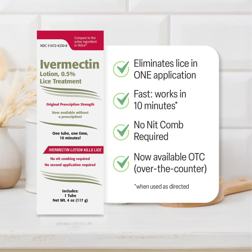 TARO ivermectin lotion kills lice and eggs with prescription-strength formula.
