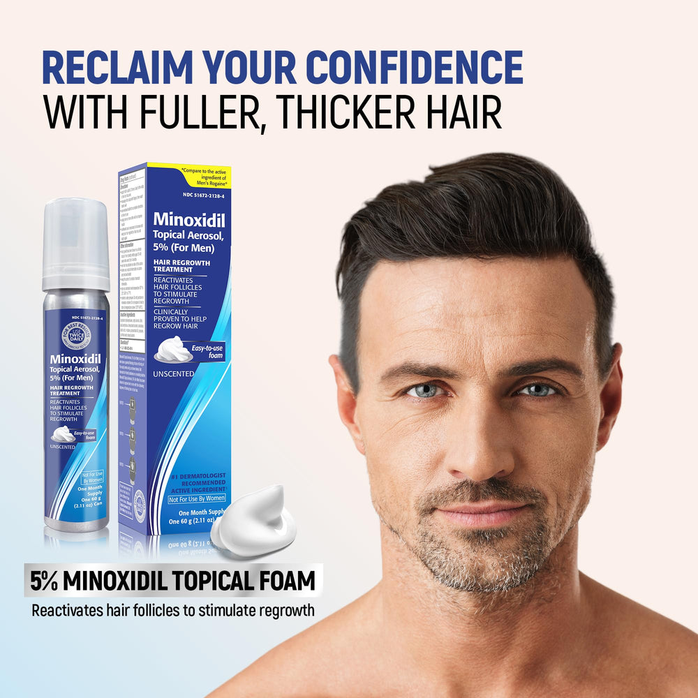 TARO Minoxidil foam pump showing convenient dispensing for quick daily use.