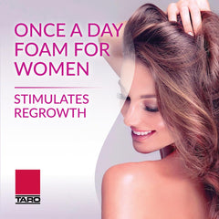 TARO Minoxidil 5percent foam dispense demonstrates easy, comfortable application for women.