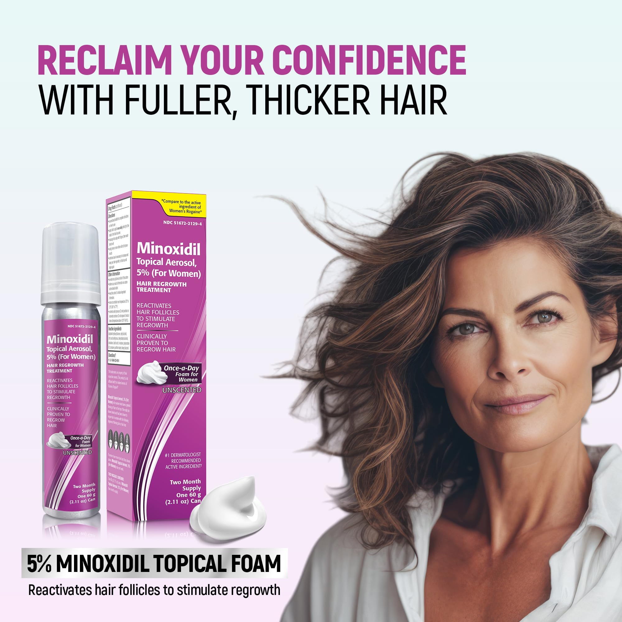 TARO Minoxidil 5% Women Foam on a vanity as part of a routine.
