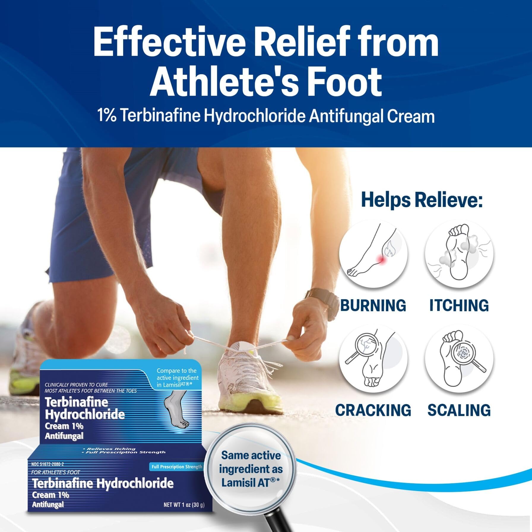 TARO Terbinafine cream being applied to the foot to soothe itching.