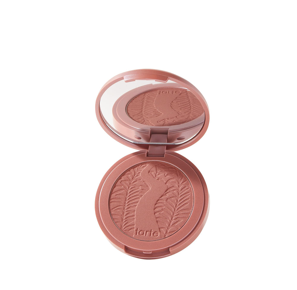 tarte Amazonian Clay 12-Hour Blush Exposed packaging highlights premium, lightweight formula