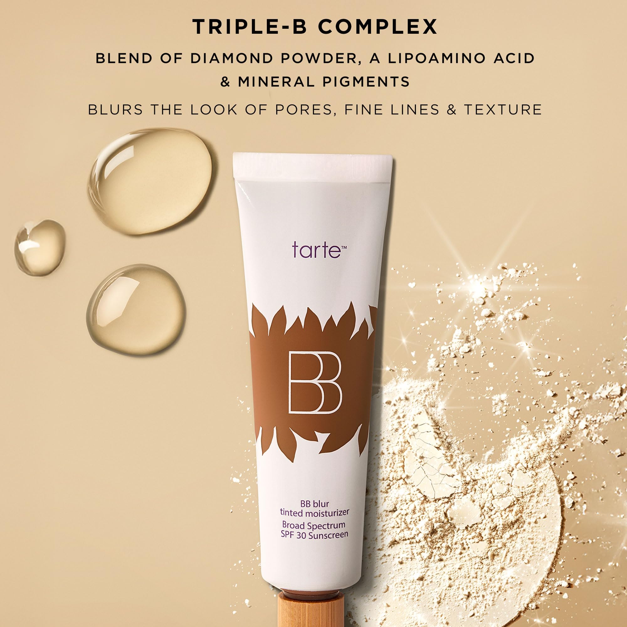 tarte BB blur SPF 30 outdoor swatch shows protection and a matte finish.