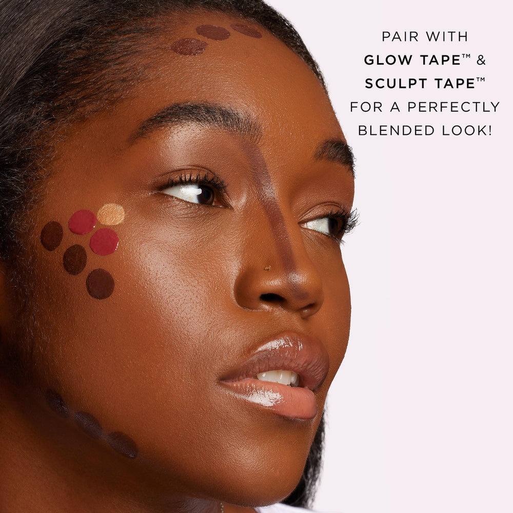 tarte blush tape berry diamond powder reflects light for soft-focus glow.