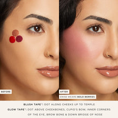 Tarte blush tape liquid blush dewy flush adds instant cheek lift.