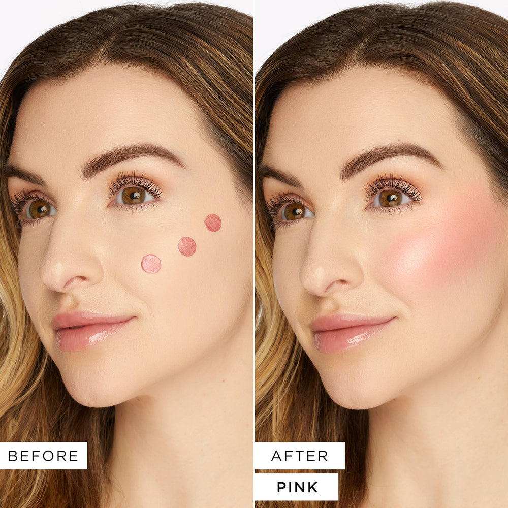 tarte blush tape liquid blush swatch on cheek, buildable color for day-to-night looks