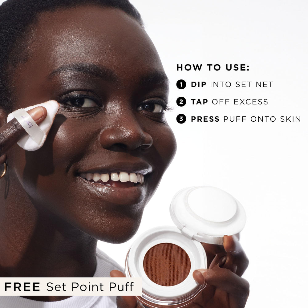 tarte creaseless powder swatch porcelain on skin with brightened tone
