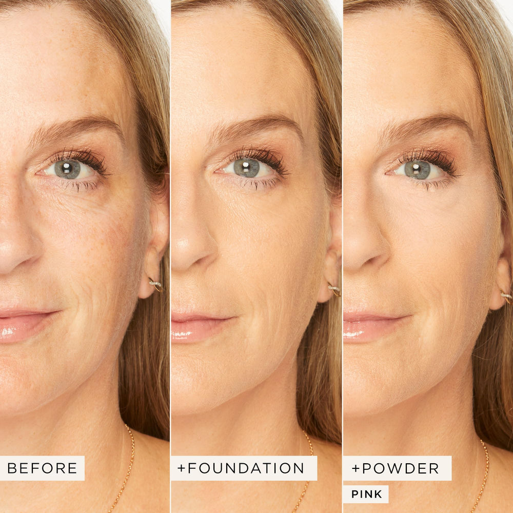 tarte creaseless setting powder dispensing sifter enables controlled application.